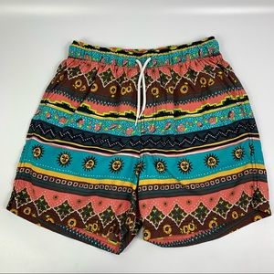 Urban Outfitters Aztec Tribal Print Mens Medium Swimming Trunks Inseam 5” NWOT
